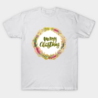 Merry Christmas - An Australian Native Floral Wreath T-Shirt